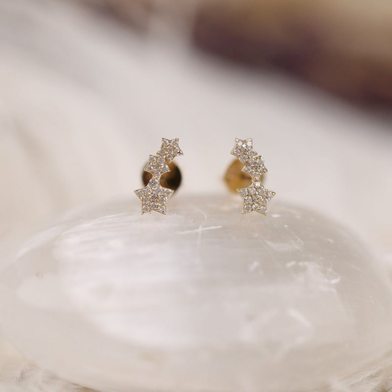 Minimalist Multi Star Diamond stud Earring