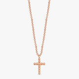 solid rose gold beaded cross necklace