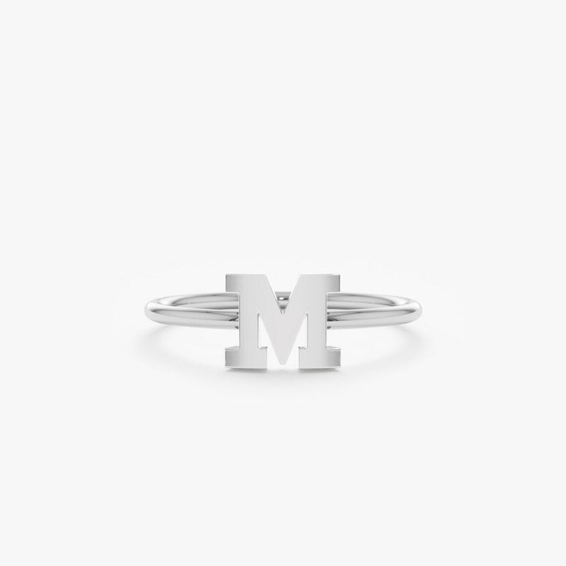 white gold custom letter ring