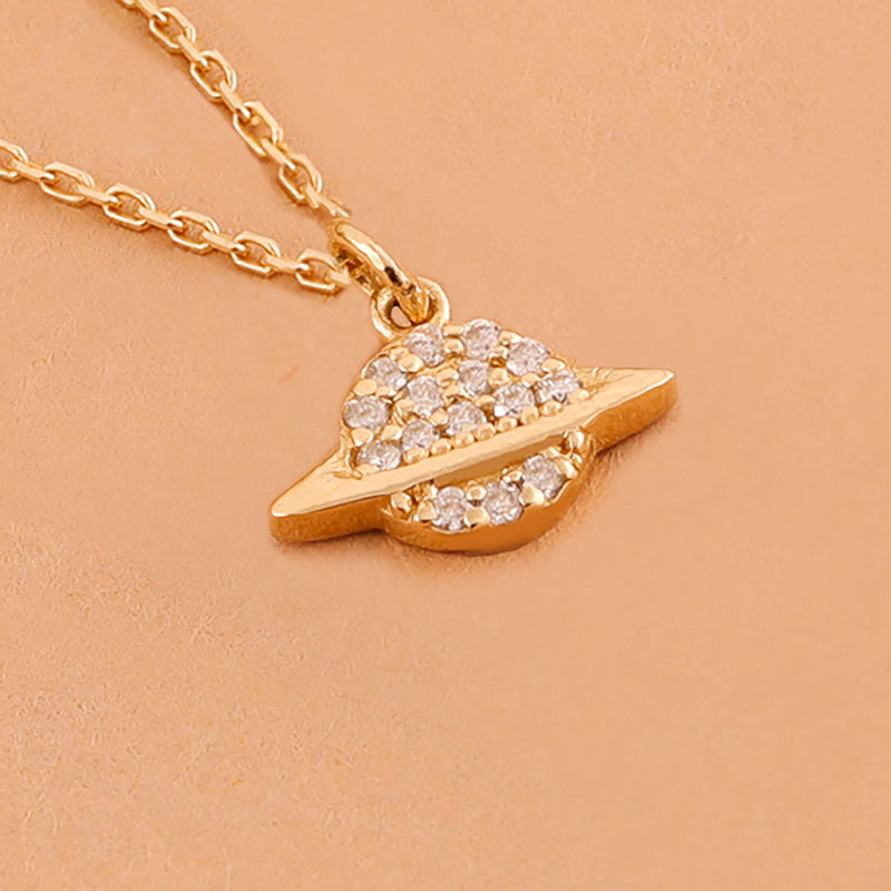 Pave diamond Saturn Necklace
