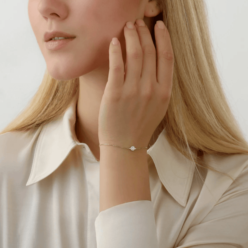 handmade diamond paved saturn bracelet