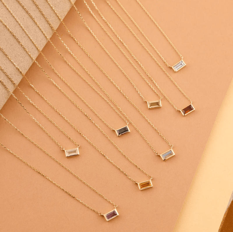Sarah Elise Jewelry natural Birthstone  Necklaces in solid gold