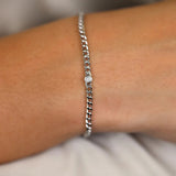 solid gold natural single diamond miami cuban chain bracelet