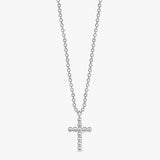 solid White gold cross beaded necklace