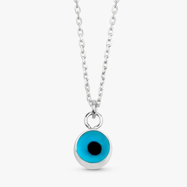 White Gold Glass Evil Eye