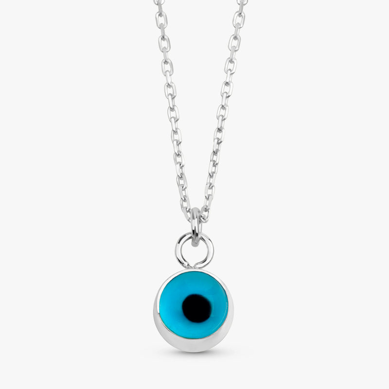 White Gold Glass Evil Eye