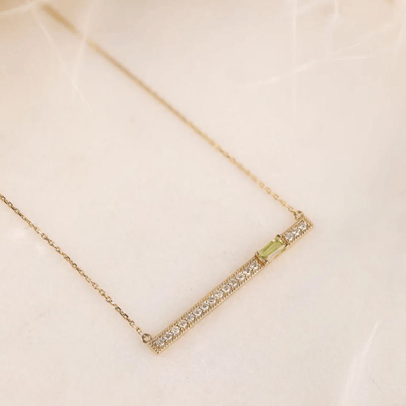 natural peridot and diamond bar pendant