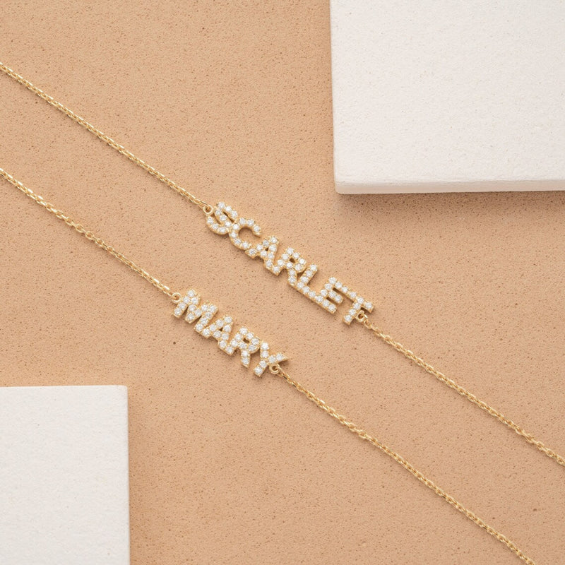 april birthstone diamond custom name bracelet