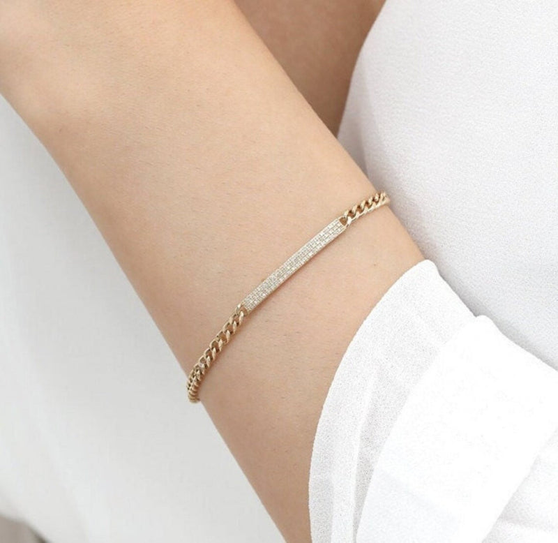 natural diamond bar bracelet