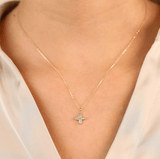 4 petals gold flower necklace