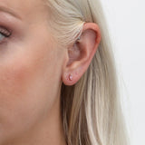 baguette natural pink sapphire earring stud