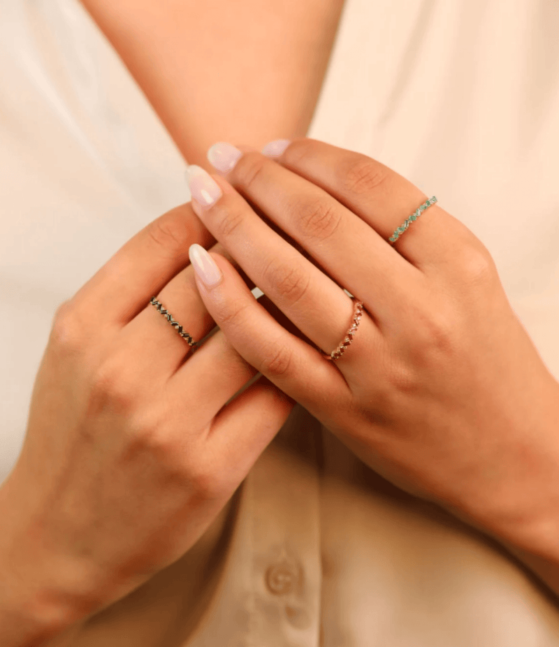 ruby emerald sapphire stacking rings