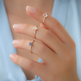 rose quartz opal and labradorite rings