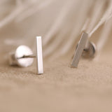 petite white gold bar earring studs