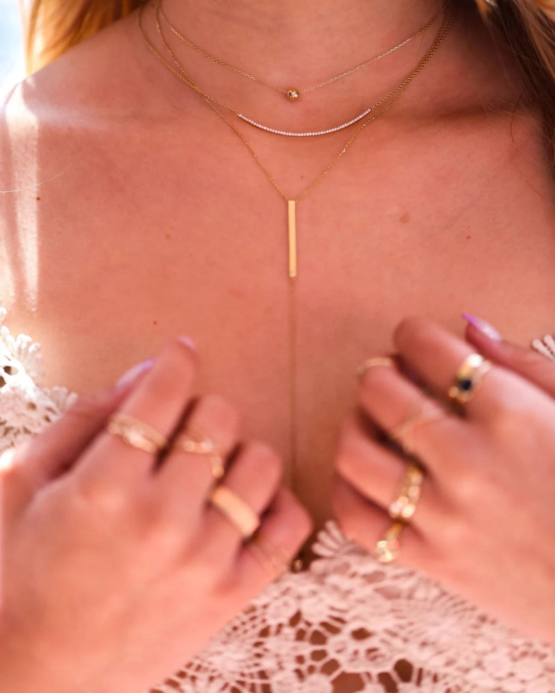 sarah elise jewelry ring and necklace stacks