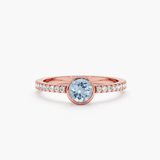 rose gold aquamarine diamond ring