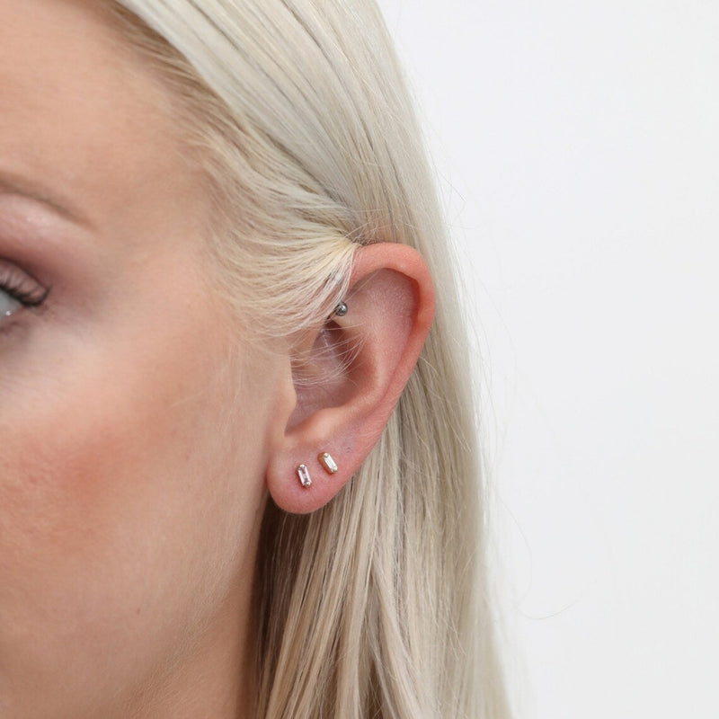 sarah elise jewelry petite baguette studs with pink sapphires
