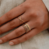 dainty black diamond solid gold ring stack