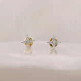 handmade star stud earrings with paved diamonds