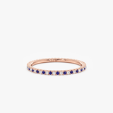 rose gold natural sapphire diamond band