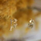 Pair of solid 14k white gold screw studs